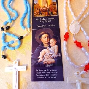 Beautiful Religious Rosary Beads and Prayer Cards
